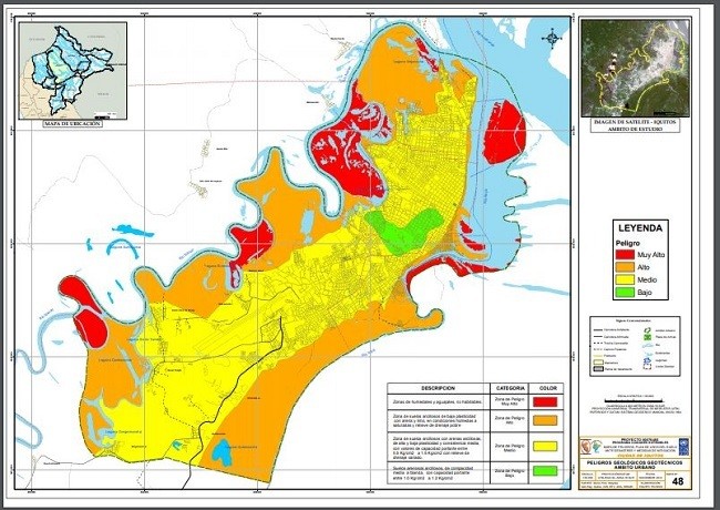 mapa de riesgos de la ciudad de Iquitos, Perú