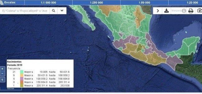 Mapa temático de nacimientos