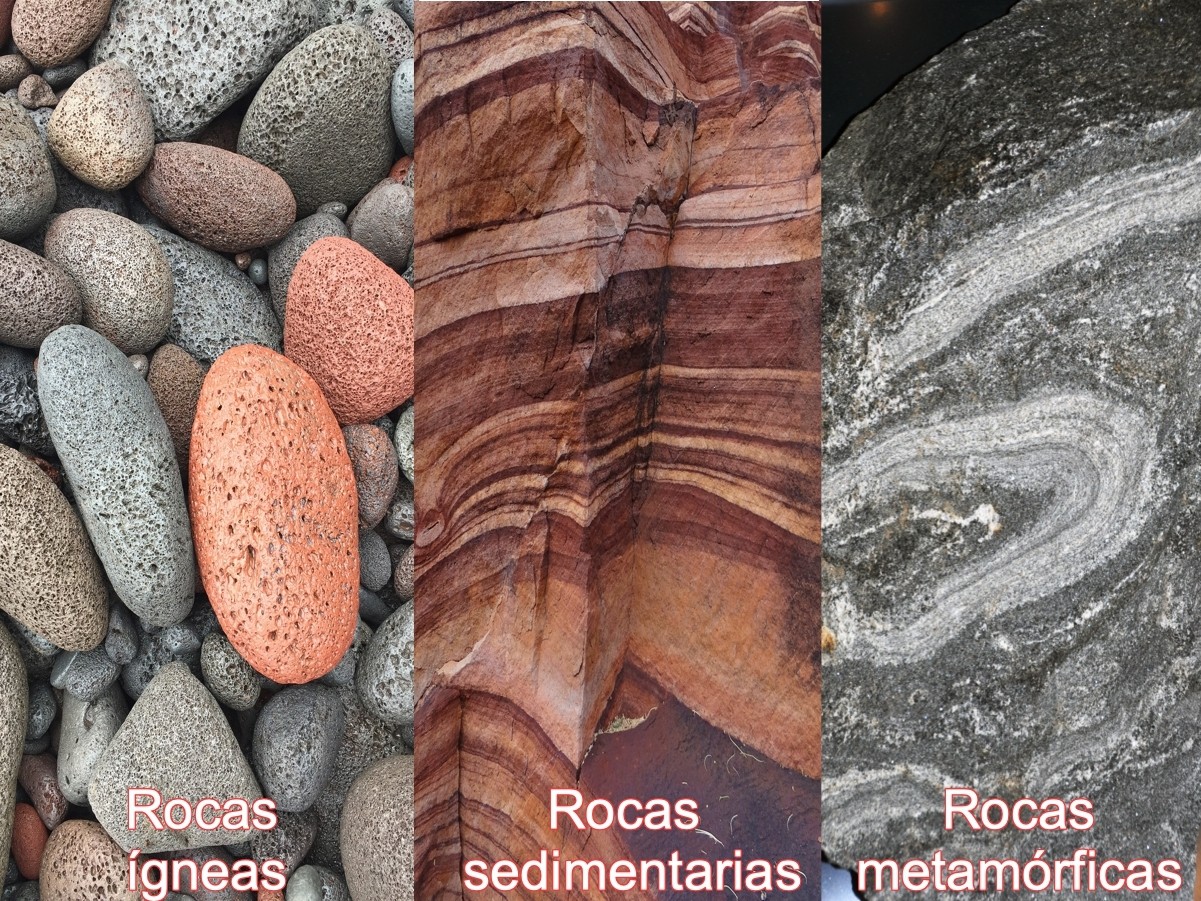 types of rocks: igneous, sedimentary and metamorphic